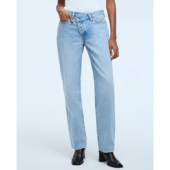 Madewell Low Slung Straight Jeans Sevilla Wash Blue Straight Slouchy US 28 NWT - Picture 1 of 14